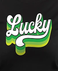 Hybrid Apparel Plus St. Patrick's Day Retro Lucky Graphic Crew Neck Top