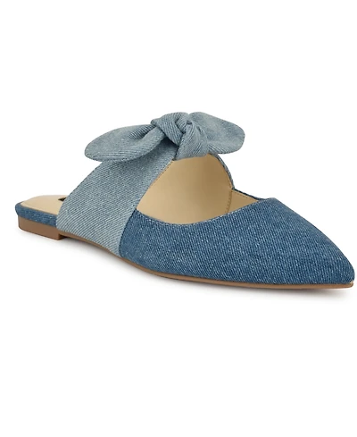 Nine West Women's Bowin Bow Strap Mule Flats