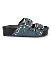 Nine West Women's Flinne Studded Double Buckle Sandals