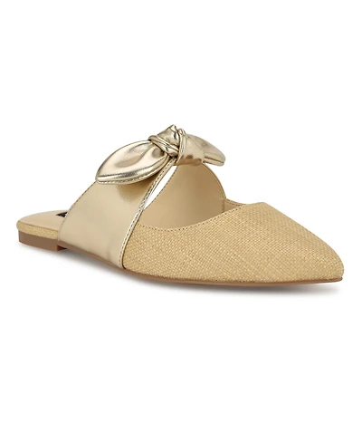 Nine West Women's Bowin Bow Strap Mule Flats