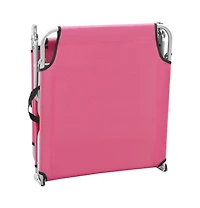 vidaXL Folding Sun Lounger Steel and Fabric Pink