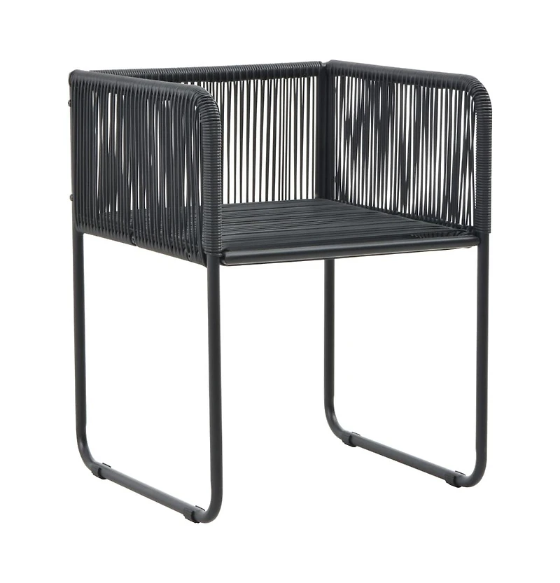 Patio Chairs 6 pcs with Pillows Poly Rattan Black