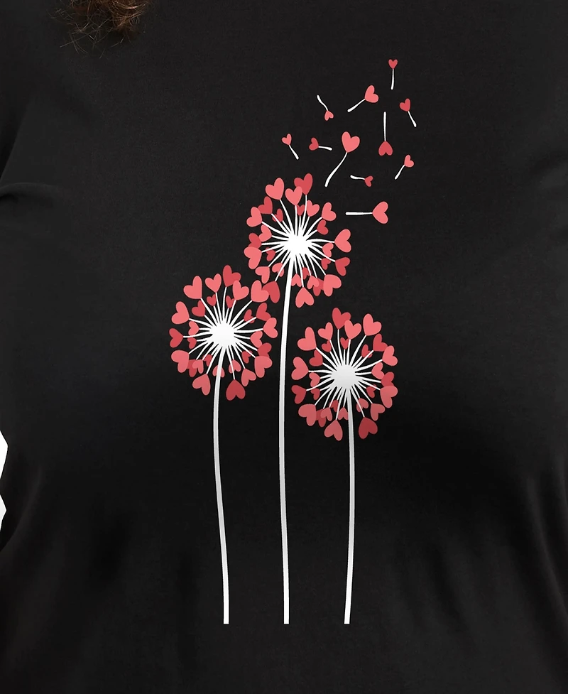 Hybrid Apparel Plus Trendy Dandelion Heart Graphic Crew Neck T-Shirt