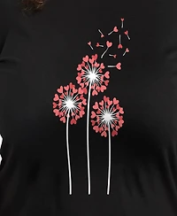 Hybrid Apparel Plus Trendy Dandelion Heart Graphic Crew Neck T-Shirt