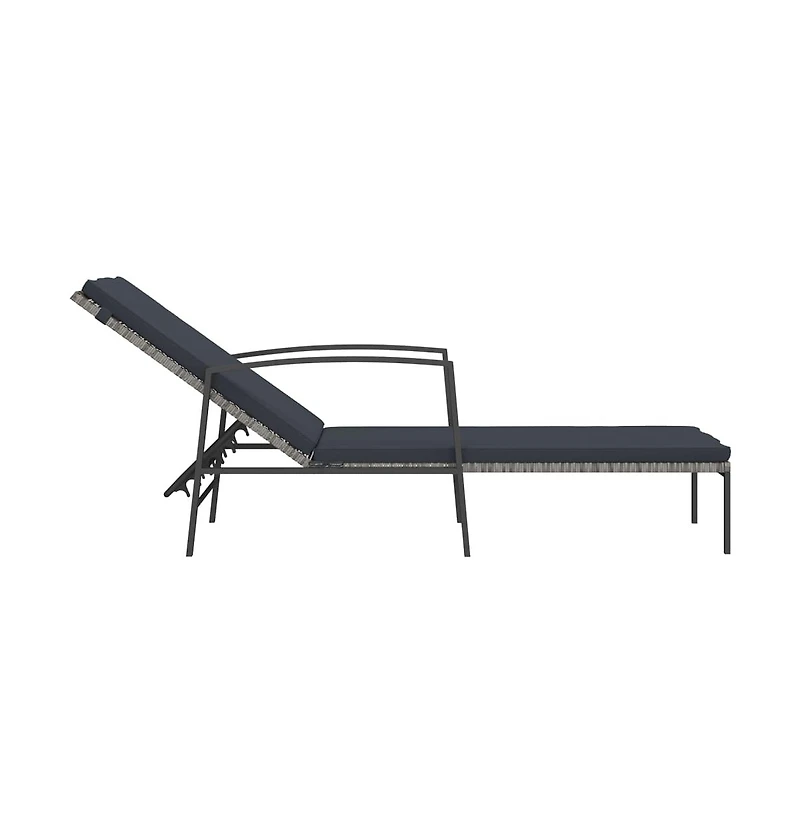vidaXL Sun Loungers 2 pcs with Table Poly Rattan Gray