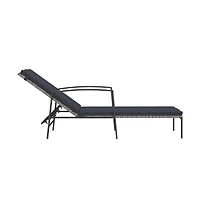 vidaXL Sun Loungers 2 pcs with Table Poly Rattan Gray