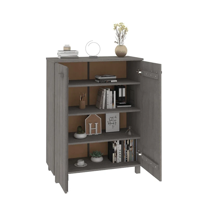 vidaXL Shoe Cabinet Hamar Light Gray 33.5"x15.7"x42.5" Solid Wood Pine