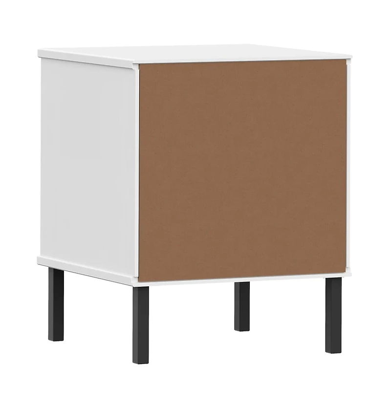 Bedside Cabinet White Solid pine wood Compact Bedside Cabinet