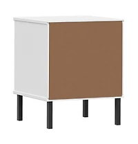 Bedside Cabinet White Solid pine wood Compact Bedside Cabinet