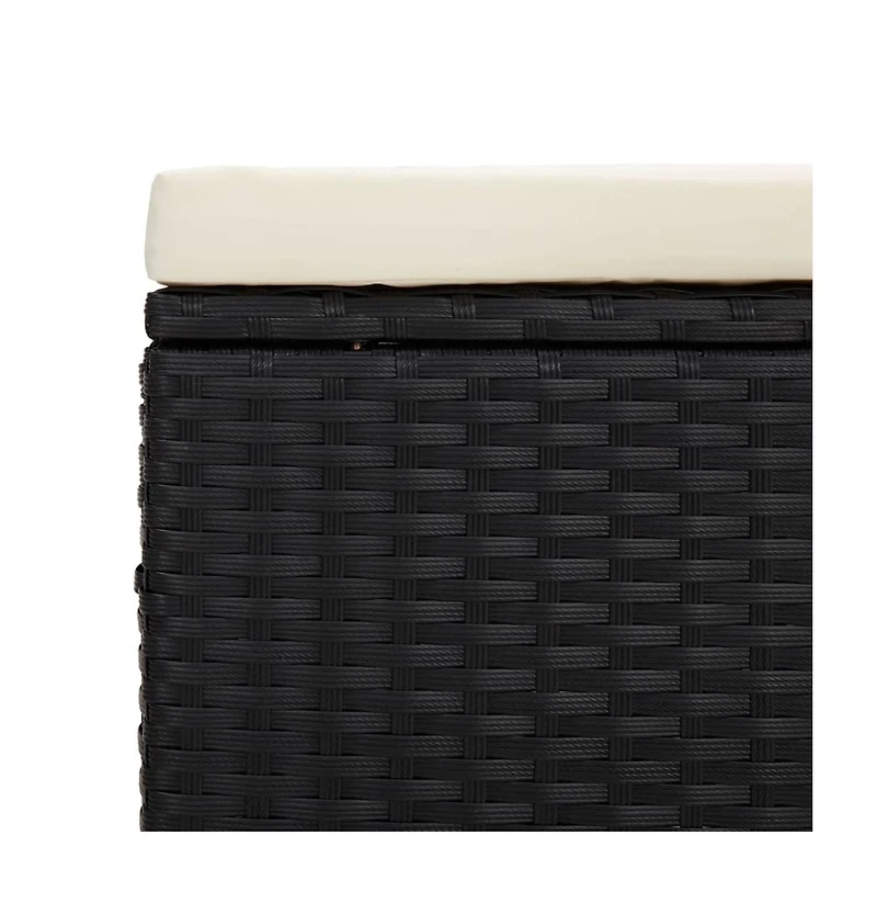 vidaXL Ottoman with Cushion Black 15.7"x11.8"x15.7" Poly Rattan