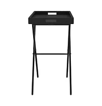 vidaXL Folding Tray Table Black 25.6"x15.7"x29.5" Poly Rattan