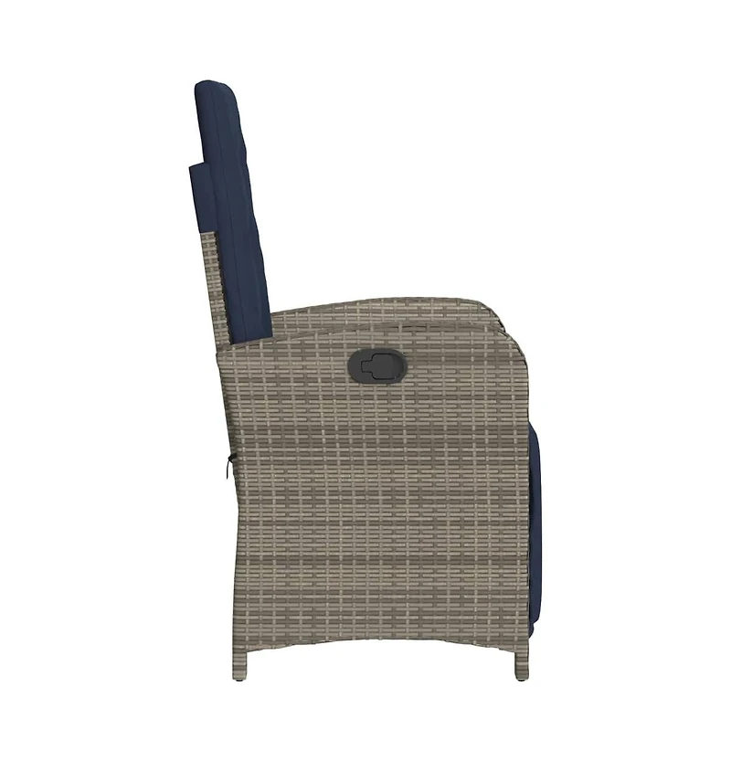 vidaXL Reclining Patio Chairs 2 pcs with Footrest Gray Poly Rattan