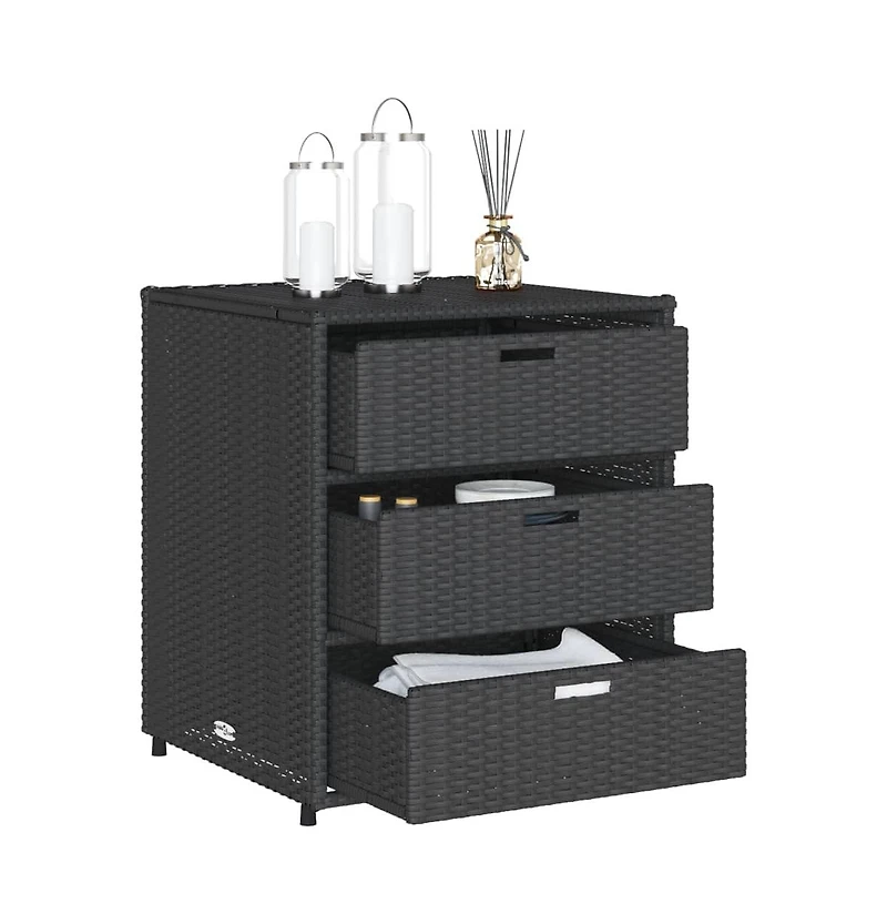 vidaXL Patio Storage Cabinet Black 21.7"x23.2"x27.2" Poly Rattan