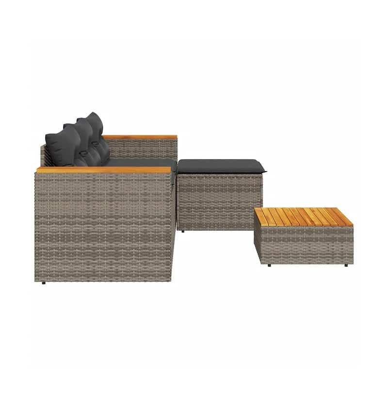 vidaXL 3 Piece Patio Sofa Set with Cushions Gray Poly Rattan