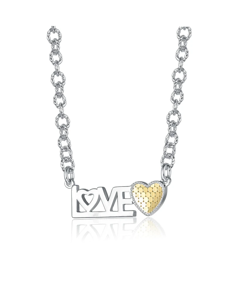 Two-Tone Love Heart Bar Pendant Layering