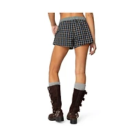 Edikted Women's Mixed Plaid Boxer Shorts