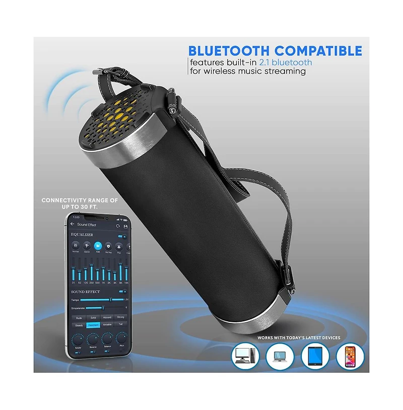 Pyle Portable Bluetooth BoomBox Stereo Radio with Rechargeable Battery, Fm Radio, MP3 Reader