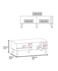 Fm Furniture Govan Coffee Table with a Door, Conical Legs, and Open Storage, Wengue