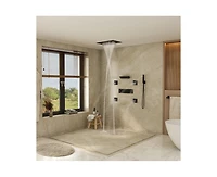 Casainc 5-Function Flush Mount Thermostatic Shower System With Neck Massage Spout and 4 Body Jets