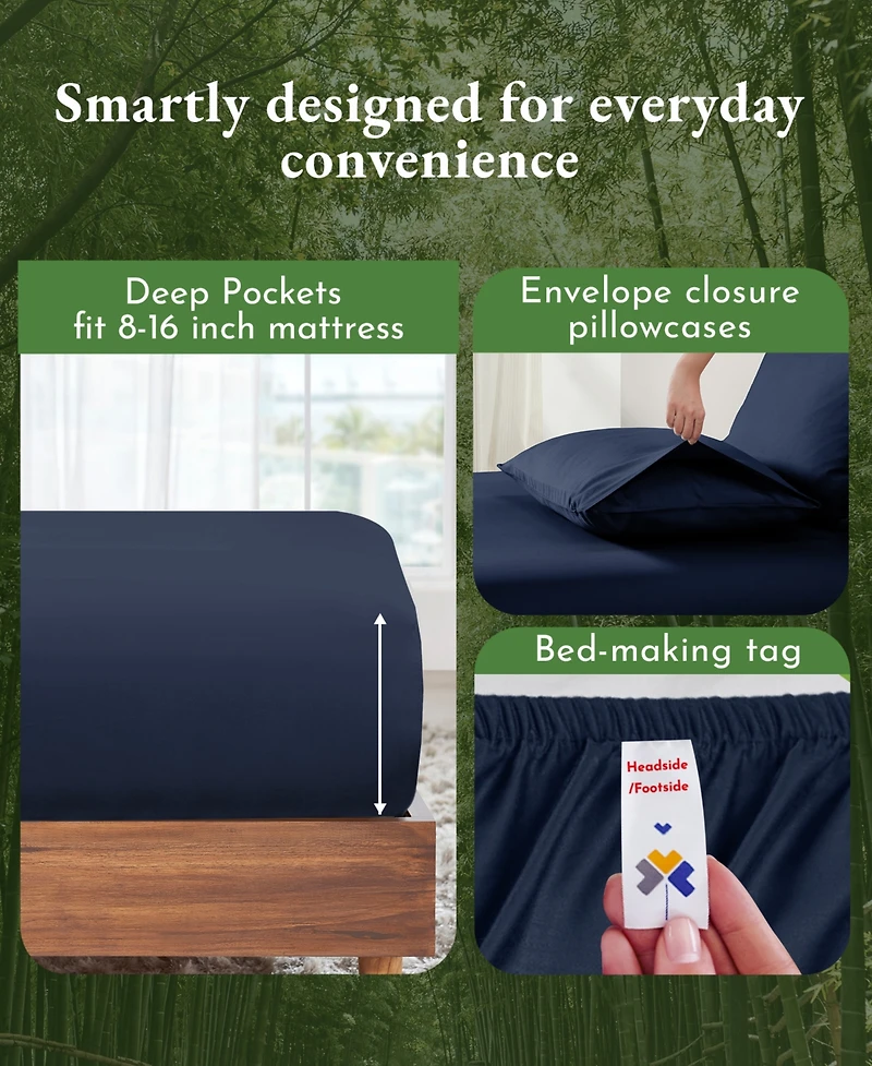 King 4 Piece Rayon from Bamboo Deep Pocket Sheet Set