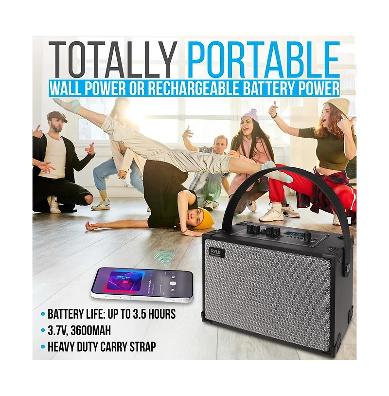 Pyle 5.25" Portable Wireless Bluetooth Speaker System with Fm Radio, Rechargeable Battery & Usb/MP3 Support