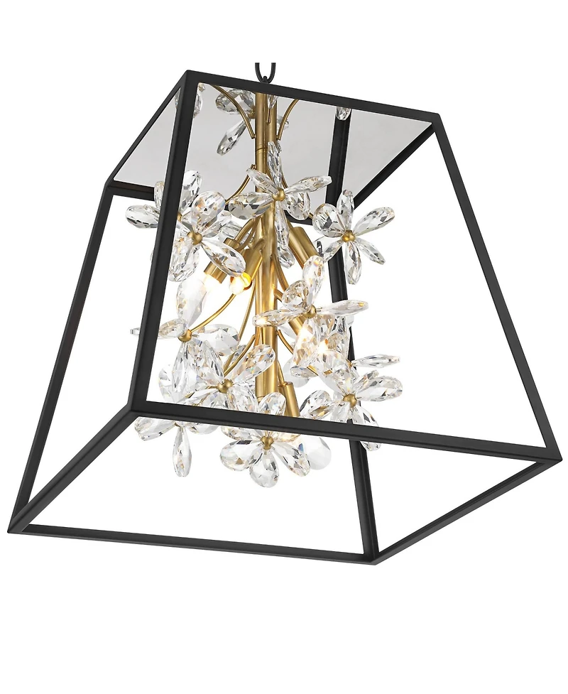 Possini Euro Design Carrine 15 3/4" Modern Pendant Chandelier Ceiling Light Fixture Dining Room Over Table 5-Light Led Black Gold Finish