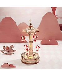 Robotime 3D Wooden Puzzle Parachute Tower Diy Model Gift for Birthday Children Adult, 5.51"5.51"11.8"