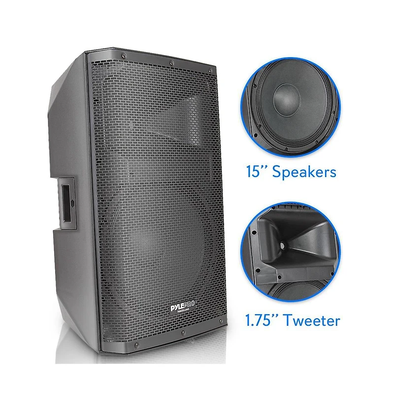 Pyle 15" Bluetooth Stage & Studio Pa Speaker with MP3/Usb/Sd Playback, 1400W, Digital Lcd Display & Led Lights