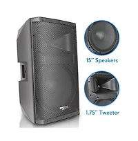 Pyle 15" Bluetooth Stage & Studio Pa Speaker with MP3/Usb/Sd Playback, 1400W, Digital Lcd Display & Led Lights