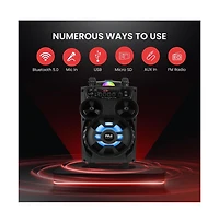 Pyle Portable Bluetooth Pa Speaker - 580W 8” Rechargeable Outdoor Bt Karaoke Audio System