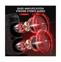 Pyle Outdoor Bluetooth Speakers, 300W High-Powered Pa System, 8" Rechargeable Bluetooth Speaker with Microphone, Bt Karaoke Audio System-fm/Aux/M