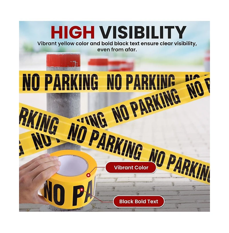 Pyle No Parking Barricade Tape, Set of 8 Rolls, 656' Length, Waterproof, Uv-Resistant, Tear-Resistant