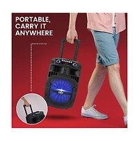 Pyle Portable Bluetooth Pa Speaker System - 800W 12 Inch Outdoor Speaker with Built-In Party Lights