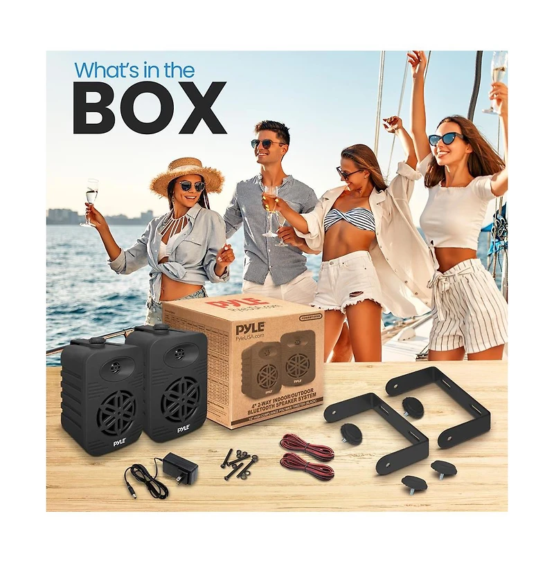 Pyle 4” 2-Way Indoor/Outdoor Bluetooth Wireless Speaker System - Waterproof, 300W Max Power, 1/2” Tweeter