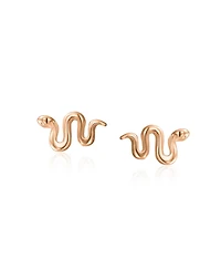 Bling Jewelry Garden Crawler Reptile Serpent Snake Stud Earrings Rose Gold Sterling Silver
