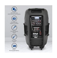 Pyle Wireless Portable Pa Speaker System-Compatible with Bluetooth,Active Loudspeaker,1000 Watt Powered 2-Way Waterproof Amplifier, 12” Subwoof