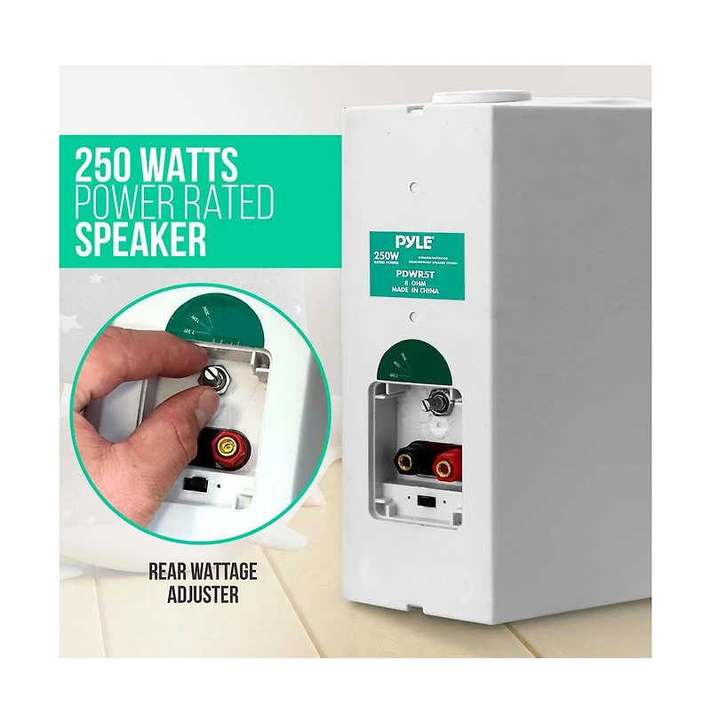 Pyle 5.25" Indoor/Outdoor Waterproof Speakers with 30W 70V Transformer and Spring Loaded Mounting Brackets