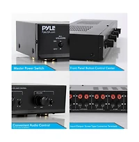 Pyle 4-Channel Speaker Selector System - Multi-Zone Audio Receiver for Home Theater