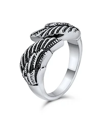 Bling Jewelry Stainless Steel Angel Wing Band Ring Biker Oxidized