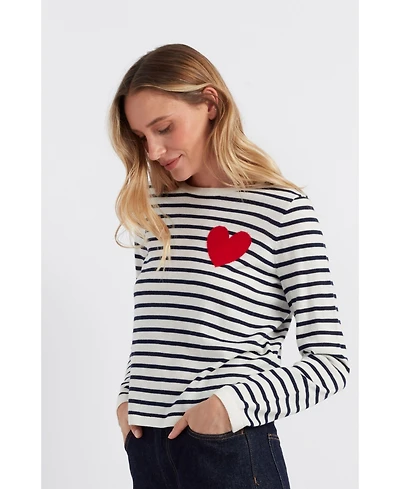 Chinti & Parker Women's Pure Merino Heart Breton Sweater