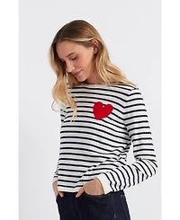 Chinti & Parker Women's Pure Merino Heart Breton Sweater