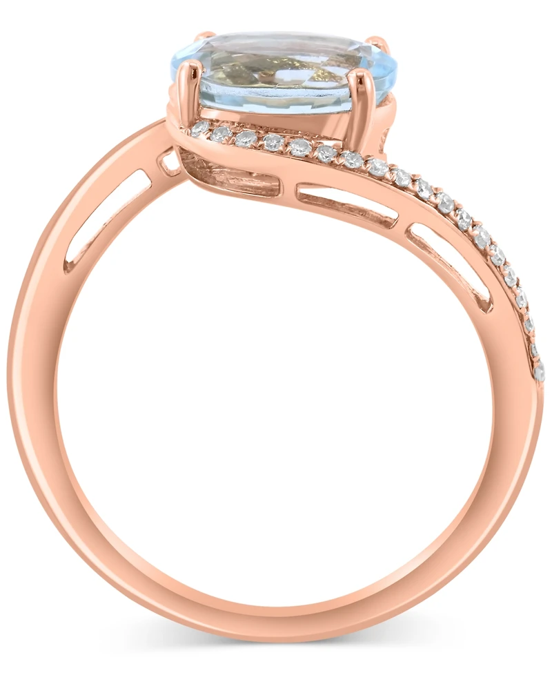 Effy Aquamarine (1-1/2 ct. t.w.) & Diamond (1/20 ct. t.w.) Oval Twist Ring in 14k Rose Gold