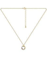 Giani Bernini Cubic Zirconia Interlocking Circle Pendant Necklace in Sterling Silver & 18k Gold-Plate, 16" + 2" extender, Exclusively at Macy's