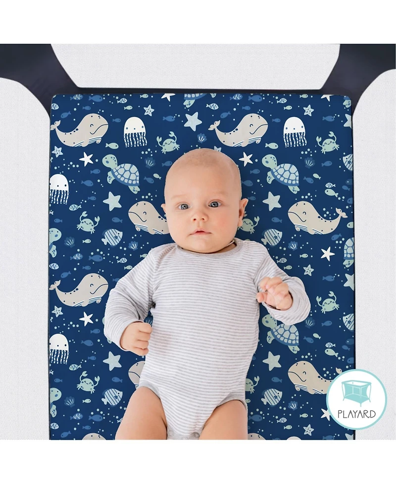 The Peanutshell Sealife 3-Pack Fitted Playard Sheets