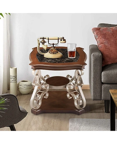 Lovmor Marble Pattern Living Room Cocktail Table End table Coffee table