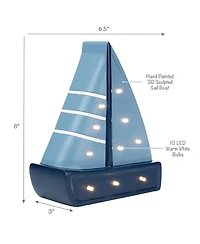 Lambs & Ivy Little Skipper Hand Painted Nautical Sailboat Table Top Lamp/Light