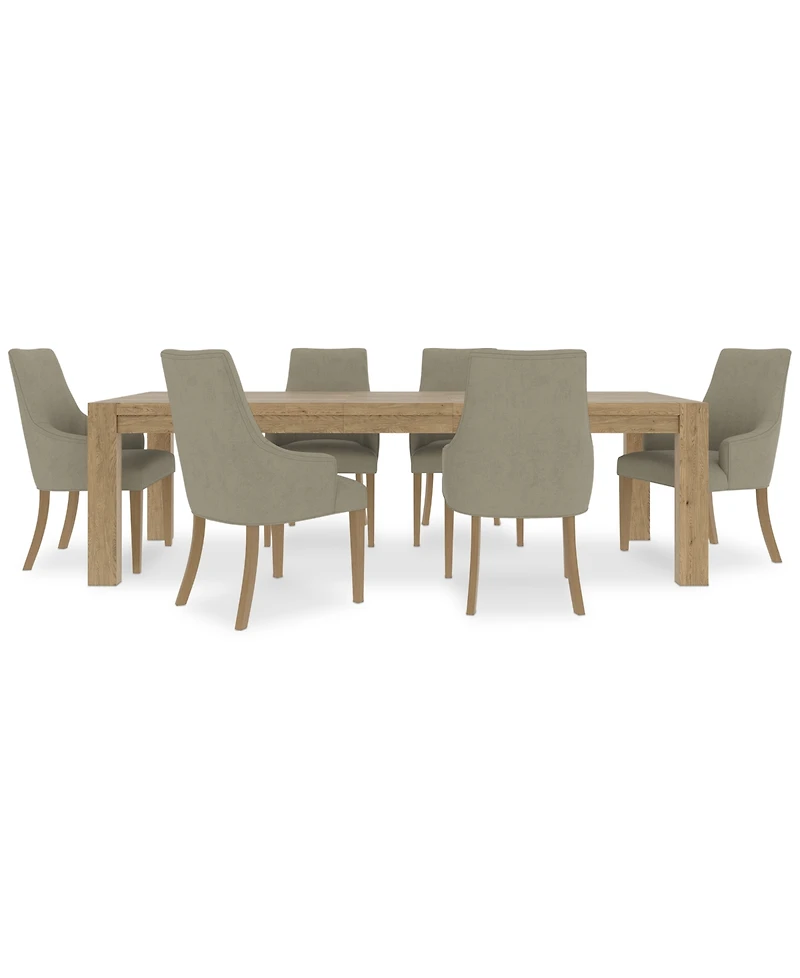 7pc Dining Set (Davie Rectangular Table & 6 Nelin Chairs)