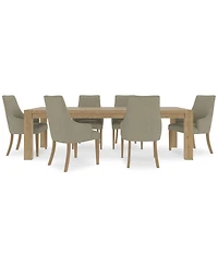 7pc Dining Set (Davie Rectangular Table & 6 Nelin Chairs)