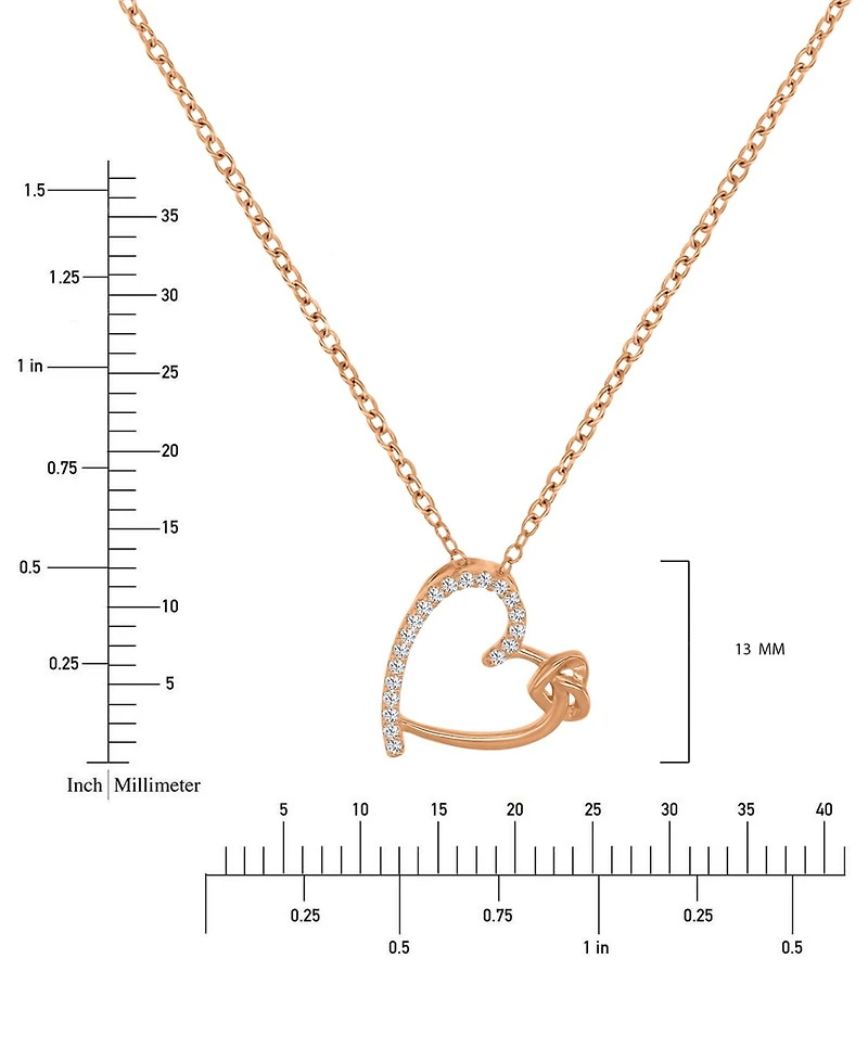Cubic Zirconia Double Heart Pendant Necklace Sterling Silver, 18" (Also Available 14k Gold and Rose Plated Silver)
