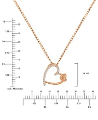 Cubic Zirconia Double Heart Pendant Necklace Sterling Silver, 18" (Also Available 14k Gold and Rose Plated Silver)